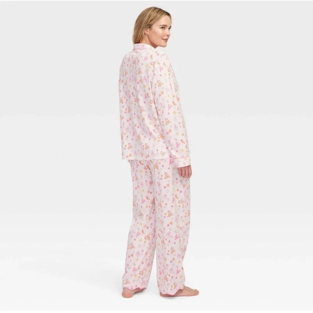 Roller Rabbit x Target Sea Life Pajama Set Pink Long Sleeve Pants Women XXS NEW
